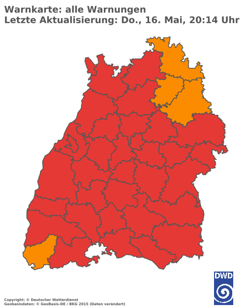 Aktuelle Wetterwarnungen für  Tübingen