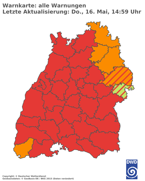 Aktuelle Wetterwarnungen für  Tübingen