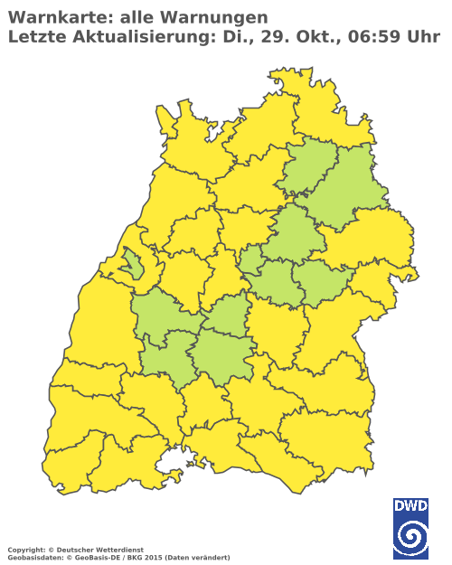 Aktuelle Wetterwarnungen für  Tübingen