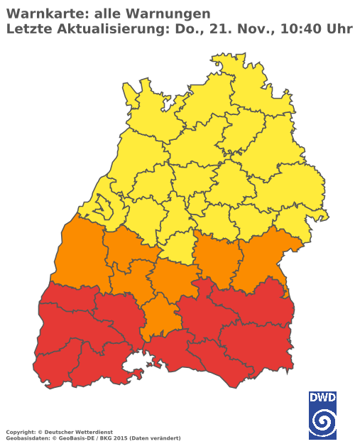 Aktuelle Wetterwarnungen für  Tübingen