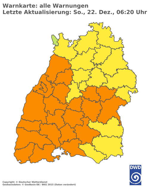 Aktuelle Wetterwarnungen für  Tübingen