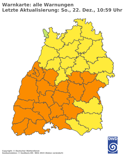 Aktuelle Wetterwarnungen für  Tübingen